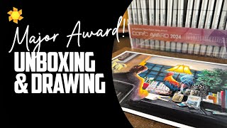 Unboxing Copic Award - and drawing a night interior self portrait