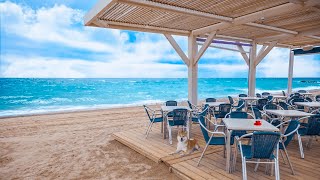 Spanish Beach Coffee Shop Ambience - Bossa Nova Music, Smooth Jazz, Ocean Wave Sound for relax
