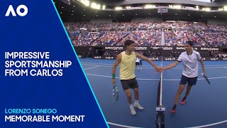 Alcaraz Congratulates Sonego After Epic Point | Australian Open 2024