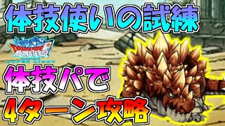 【DQMSL】体技使いの試練 体技パで4ターン攻略!!【冒険者クエスト】