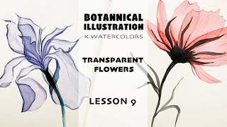 Botanical illustration. Lesson 9. How to Paint Transparent Flowers