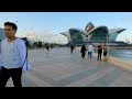 baku seaside boulevard walking tour october 2022 city center azerbaijan downtown 4k walk