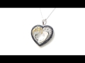 johareez 1.08ctw genuine black spinel .925 sterling silver two tone plated heart pendant