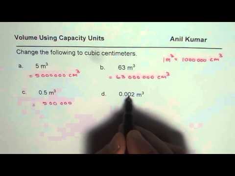 Change Units for Volume to Cubic Centimeter Change Units for Volume to Cubic Centimeter