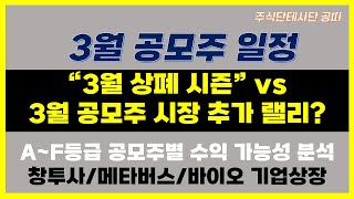 3월 공모주 일정과 3월 상폐 시즌..공모주 시장도 잠시 쉬어갈 타이밍?(메타버스/신재생에너지/창투사/바이오 기업 청약 예정)