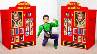 Playing with vending machine and singing Baby Shark Song