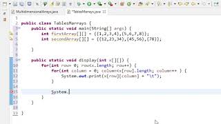 Java Programming - 34 - Table for Multidimensional Array