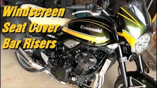 Z900RS Mods WINDSCREEN Seat Cover and BAR RISERS!