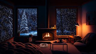🔴 Winter wonderland with Crackling Fireplace in a Cozy Hut Ambience | Relax, Sleep or Study