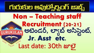 telangana gurukula outsourcing non teaching staff notification gurukulam notification 2020 telangana