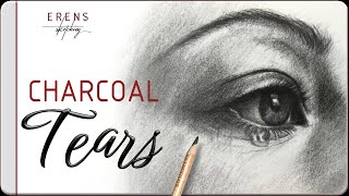 Learn to Draw a Teary Eye in Charcoal // Realistic Emotional Eye Sketch Tutorial