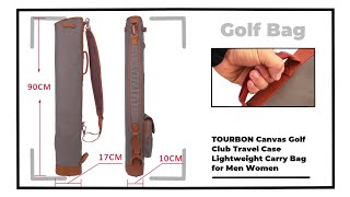 TOURBON Canvas Golf Club Travel Case Lightweight Carry Bag for Men Women TB961CA-GY