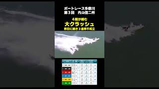 ボートレース多摩川　第3回内山信二杯　4艇が絡む大クラッシュで昨日に続き3連単不成立 #shorts