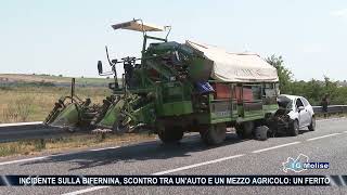 Incidente sulla Bifernina, scontro tra un'auto e un mezzo agricolo: un ferito