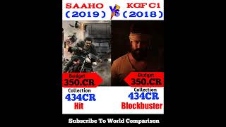 Saaho VS Kgf Chapter 1 Comparison | World Comparison | #saaho #kgfchapter2 #shorts  #prabhas #yash