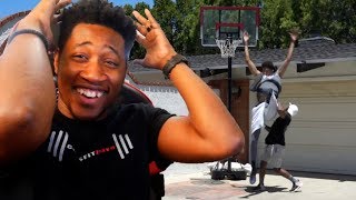 LSK ALMOST DIED TRYING TO DUNK! (HUGE FAIL) 1v1 BASKETBALL VS WOLFERAPS AND RYANSWAZE REACTION!