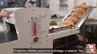 Krajalnica do chleba taśmowa  z podajnikiem. Maszyna produkowana w Polsce.