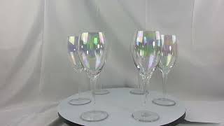 Vintage Toscany Hand Blown Iridescent Crystal Wine Glasses - Set of 6