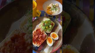 Homemade jam, fancy avocado toast, fruit bowl, covering all the breakfast bases today #breakfast