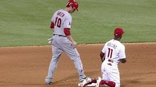 LAA@PHI: Green records first career stolen base