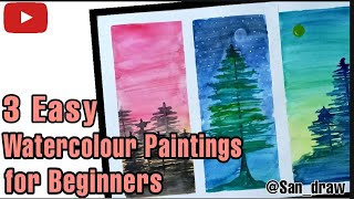 3 Easy Watercolour Paintings for Beginners |@San_draw #watercolourpainting #watercolourart #basics