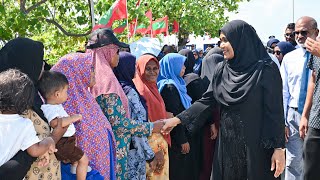 First Lady arrives in Dhiggaru Island of Meemu Atoll