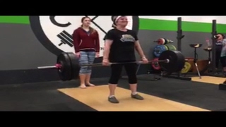 The Amazing Betsy (Age 77) with PR deadlift of 195 at Iron Roses III