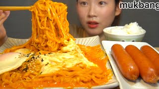 【咀嚼音】ブルダック炒め麺🌶🍳とジョンソンヴィル(asmr mukbang モッパン)