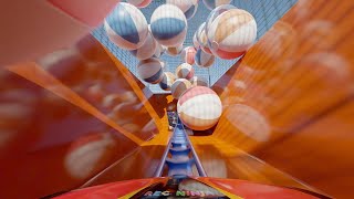 Speed through Colorful Balls, Blender Roller Coaster Animation, rigidbody, physics