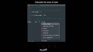 Calculate the area of cube in Python | Python Examples | Python Coding Tutorial | Python Interview