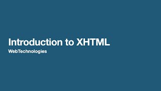 Introduction to XHTML
