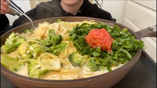 【ASMR，咀嚼音】Spaghetti with Spicy Cod Roe Cream！明太子クリームパスタ！