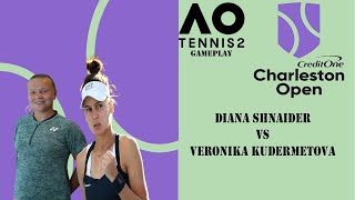 Diana Shnaider vs Veronika Kudermetova  ⚽ Charleston Open     (05/04/2023) 🎮 gameplay on AO tennis 2