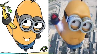 Minions - The Minions Save The World - meme drawing | minions funny cartoon drawing 😂