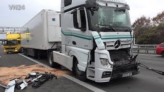 22.11.2018 - VN24 - Truck hits end of traffic jam at Lanstrop - BAB A2 partially blocked