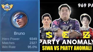 PARTYAN ANOMALI 969 VS SIWA TOP 1 GLOBAL BRUNO 95% WINRATE GILA 8 MENIT END SIWA NGAMUK!