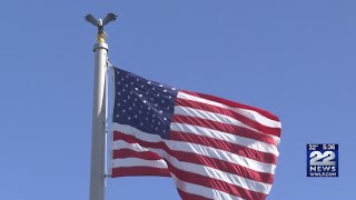 American flag displays for a neighborhood in Chicopee