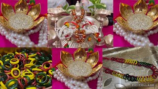 chitti gajula mala/Bangles garland/నా వెండి విగ్రహాలు,వస్తువులు చూడండి/పసుపు కుంకుమ గిన్నెలు,దీపాలు!