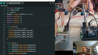 Paul Mcwhorter, Arduino UNO R4, Lesson 49, Stepper Motor with Buttons