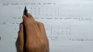 Coding and Decoding of Linear Block Code | Error Syndrome