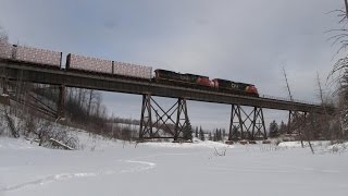 CN Train Spotting HD: New Location | CN 2286 \u0026 2509 Leads CN 304 East At Entwistle AB 8/15 2/8/15