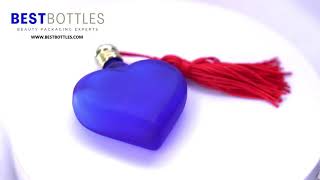 Heart Glass Bottle, Blue Frosted, Capacity: 10ml | Best Bottles