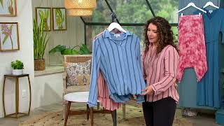 Side Stitch Timeless Textured Stripe Button Down Shirt on QVC