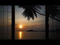 4k tropical beach during sunset window view relaxing calming ambience white noise asmr