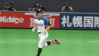 ＜2019.5.23楽天戦6回裏2アウト2塁＞杉谷拳士が2打席連続＆左右両打席でホームランをライトスタンドへ放つ！