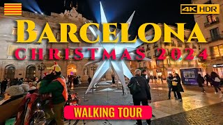 BARCELONA, SPAIN CHRISTMAS 2024🎄🎅Walking TOUR 4K - Spain WINTER❄️Walk 🇪🇸 (▶102 min) #Insta360acepro2