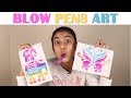 Blo pens art using stencils - Blow pens art kit for kids