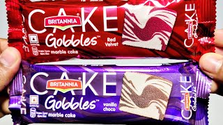 Britannia Gobbles Red Velvet \u0026 Vanilla Choco Marble Cakes 30g | Ingredient, Taste, Price | Britannia