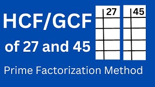 GCF/HCF of 27 and 45 l Prime Factorization Method