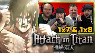 First time watching Attack on Titan reaction episodes 1X7 & 1X8 (Sub)